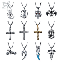 ZS 316L Stainless Steel Pendant Necklace for Men Punk Cross Necklaces Hip Hop Jewelry Male Biker Skull Necklace Dropshipping 2024 - buy cheap