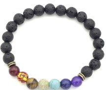 Pulsera de lava volcánica de color arcoíris, Charm ajustado multicolor, piedra negra, piedra natural, Reiki, chacra, Buda, Yoga, 8mm, xt324 2024 - compra barato