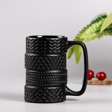 Taza creativa de neumático negro de 400ml, Taza de cerámica de gran capacidad, nueva taza exótica de té puer, tazas de café, tazas de té, regalos novedosos 2024 - compra barato