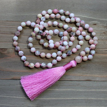 Pink Mala 108 Prayer Beads Yoga Meditation Jewelry Matte Pink Zebra J-asper Mala Necklace Tassel Necklace Yoga Gift For Women 2024 - buy cheap