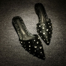 Koovan-zapatillas con diamantes de imitación para mujer, sandalias puntiagudas a la moda, calzado de verano, novedad de 2021 2024 - compra barato