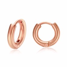 Women's Solid Rose Gold Endless Tiny Hoop Earrings Stainless Steel Cartilage Circle Earing Woman Jewelry 2024 - buy cheap