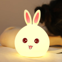 Rambery Cute Rabbit Silicone lamp Colorful night lamp USB Rechargeable led night light bedroom Light for Children kids baby gift 2024 - buy cheap