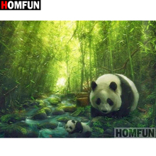 Homfun quadrado completo/broca redonda 5d diy pintura diamante "panda" bordado ponto cruz 5d decoração para casa a16367 2024 - compre barato