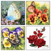 Diy 5d diamante completo bordado flores borboleta praça pintura diamante kits de ponto cruz mosaico de diamante decoração para casa 2024 - compre barato