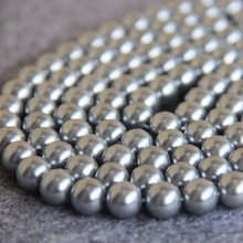 Moda hermosa 10mm gris Shell perlas de vidrio DIY regalo para regalo de las mujeres de 15 pulgadas 2 pzas/lote joyería al por mayor de diseño 2024 - compra barato