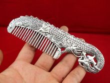 Chinese old Tibet silver carved Boutique dragon comb  Worthy of collection 2024 - buy cheap