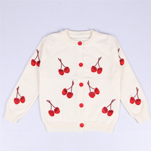 toddlers kids sweater embroidery Cherry sweet baby girls knitted cardigan sweater children clothing coat girls outerwear 2024 - buy cheap
