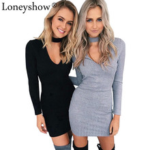 Loneyshow Autumn Women Knitting Dress Long Sleeve Sexy Short Pencil Knitted Dress Slim Bodycon Party Vestidos Sweater Dressees 2024 - buy cheap