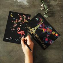 Tarjeta de felicitación para pintar y rayar, papel colorido para mesa de dibujo, regalo de Torre postal Eiffel hecho a mano 2024 - compra barato