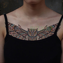 Tatuagem adesiva temporária de coruja, tatuagem de coruja na cintura, peito, costas, tamanho grande, tattoo de animais falsos para meninas 2024 - compre barato