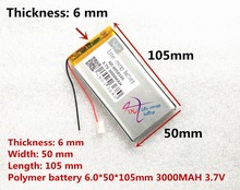 Liter degree energy 3000mAh 3.7V high capacity polymer lithium battery 6050105 tablet pc mobile power LED 2024 - buy cheap