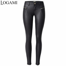 LOGAMI Faux Leather Pants Women Pencil PU Leather Trousers Sexy Slim Womens Pants Black 2024 - buy cheap