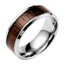 New Men Women stainless steel wedding ring inlaid teak Woody jewelry titanium steel ring Size 6/7/8/9/10/11/12/13 10pcs/lot 2024 - buy cheap