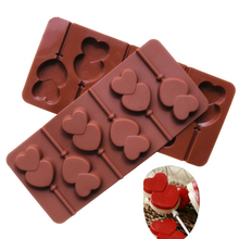 Double Love Shape Lollipop Mold Silicone forms for Chocolate Sugar Candies Candy Sweets Baking Kitchen Cake Decoration Mould 2024 - buy cheap