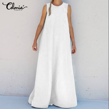 Women Summer Dress Celmia 2020 Ladies Sleeveless Sundress Maxi Long Dress Casual Loose Robe Party Vestidos Mujer Plus Size Dress 2024 - buy cheap