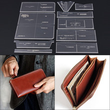1 conjunto carteira de acrílico durável, modelo de couro faça você mesmo, couro sintético, carteira de zíper longo, bolsa, estêncil, padrão de costura 20*10*1.5cm 2024 - compre barato