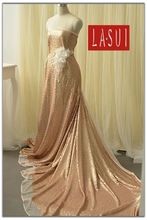 LASUI Champagne sequins DIY Full embroidery sequins lace  advanced custom stage dress clothing evening dress Noble gorgeous 2024 - buy cheap