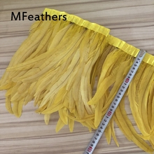 Wholesale 2meters Dyed Yellow Rooster feather fringe trim 12-14inches chandelle marabou feather trimming skirt dress trims craft 2024 - buy cheap