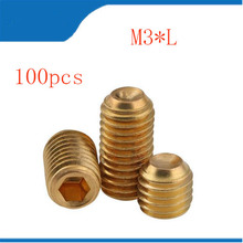 100pcs M3 M3*L Brass Grub Screws Copper Cup Point Hexagon Hex Socket Set Screw 2024 - buy cheap