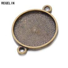 REGELIN Round Cabochons Bases Jewelry Making Settings Double Hole Bezel Trays 10pcs Fit 25mm Glass Cabochon Cameo DIY Necklace 2024 - buy cheap