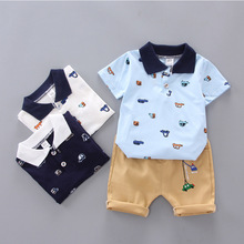 Conjunto de roupas infantis de verão com manga curta, roupas para meninos, conjunto de roupas de boutique para meninos, novo, 2019 2024 - compre barato