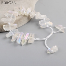 BOROSA 5PCS Handmade 11inch Transparent Natural Crystal Cluster Point AB Electroplated Adjustable Bracelets Jewelry WX1149 2024 - buy cheap