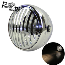 Chrome Motorcycle 12V Retro Mesh Grill 6.5" Round Headlight Front Lamp For Harley Bobber Choppers Cruisers Vintage Headlamp 2024 - buy cheap
