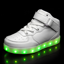 Теплые, как дома, белые, новинка 25-39, USB зарядное устройство, светящиеся кроссовки, светодиодная детская обувь, светящиеся кроссовки для мальчиков и девочек 2024 - купить недорого