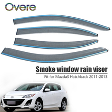 Overe 4Pcs/1Set Smoke Window Rain Visor For Mazda 3 Hatchback 2011 2012 2013 Car-styling ABS Awnings Shelters Guard Accessories 2024 - buy cheap