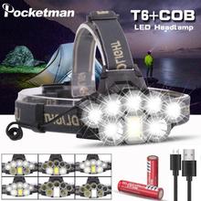 USB Rechargeable Headlight Super Bright Headlamp 2*T6+5*Q5+1*COB LED Head Lamp Flashlight Torch Head Light Lantern 18650 Battery 2024 - buy cheap