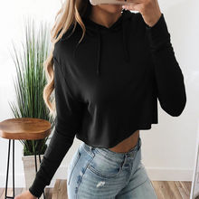2019 NEW FASION  Ladies Crop Hoodie Women Pull Over Plain Casual Short Hooded Sweat Shirt Top SALE 2024 - buy cheap