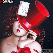 Homfun-pintura de diamante redondo/cuadrado completa, cuadro artesanal 5D, "sombrero de belleza", bordado 3D, punto de cruz, decoración del hogar, regalo A10466 2024 - compra barato