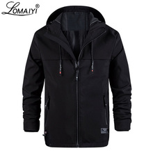 Мужская куртка LOMAIYI, черная стрейчевая куртка-ветровка с капюшоном на весну и осень, AM371 2024 - купить недорого