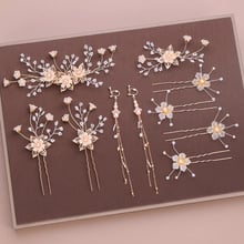 Gold Hair Accessories Pearl Flower Hair Clip Hair Pins Earrings Children's Show Hairpin Headpiece Bridal Wedding Hair Piece LB 2024 - buy cheap