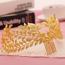 Europea gold color leaf tiara de novia headdress bridal hair ornaments crown wedding hair accessories wholesale 2024 - buy cheap