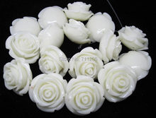 Wholesale 10pcs, 36mm Beautiful White Synthetic Resin Rose beads, Min. Order is $10,we provide mixed wholesale for all items ! 2024 - buy cheap