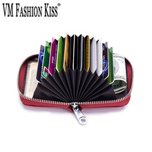 VM FASHION KISS RFID Genuine Leather Credit Card Holder /Case High Quality Business Card Holder Wallets Pillow Card Holder Purse 2024 - buy cheap