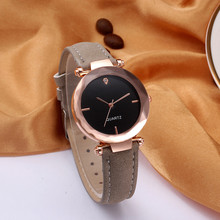Relógio de pulso de couro feminino, relógio analógico luxuoso de couro, com cristais de quartzo, à prova d'água, 30m, a40 2024 - compre barato