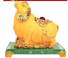 Decoração dourada do zodíaco chinês, cavalo, ovelha, grande dourado, animal, vem artesanato, pintura de diamante, presente, escultura para casa 2024 - compre barato