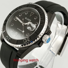 Luxury 40mm men's watch black sterile dial ceramic bezel Pvd black Automatic movement rubber strap W2883 2024 - buy cheap