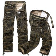 Новые модные мужские повседневные военные брюки-карго камуфляжные свободные прямые длинные свободные камуфляжные брюки больших размеров 2024 - купить недорого