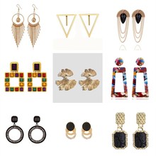 Brincos metálicos para mulheres, joias elegantes douradas formas geométricas 2024 - compre barato