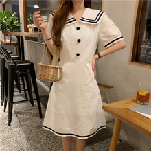 Summer Women's Dress Japanese Tenes Girls Navy Style Fresh Puff Sleeve Loose Mid-length Casual Student Sweet Dress 2024 - buy cheap