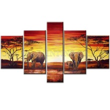 Free Shipping High Quality Handmade Abstract Sunset Landscape Oil Painting on Canvas Elephant Oil Painting for Friends Gift 2024 - buy cheap