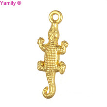 10pcs--10x27mm Gecko charm Antique silver gold tone Vintage Gecko charm pendant 2024 - buy cheap