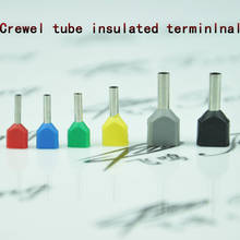 500 PCS TE6014 Crewel tube pre-insulating terminal twin pin double pin wire insulated crimp terminal 2024 - buy cheap