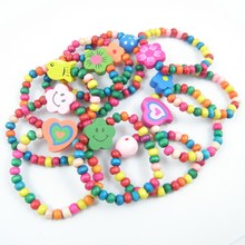 12 PC/Set Elastic Bracelet Kids Girl Boy Candy Color Wood Wristbands Children Toy Bracelet&Bangles party Birthday Gift Jewelry 2024 - buy cheap