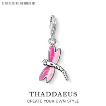 Monaco Fashion Pink Enamel Dragonfly Pendant Charm Fit Bracelet Choker 925 Sterling Silver Gift For Women Collares Mujer Kolye 2024 - buy cheap