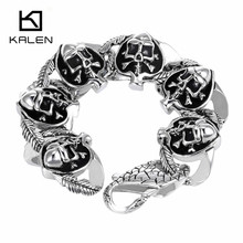 KALEN 316 Stainless Steel Viking Skull Charm Bracelet Men Punk Heart Shaped Skeleton Link Chain Homme Bracelet Jewelry 2024 - buy cheap
